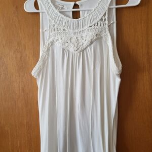Maurices Cream Crochet Detail Tank Top